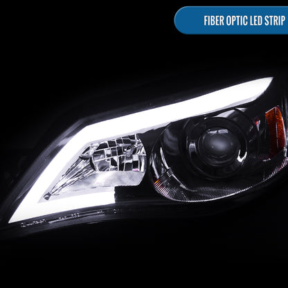 Ronnin - Compatible con Subaru Impreza WRX Outback Sport 2008-2014, faros delanteros halógenos con proyector de tubo de luz LED, par | Cromado