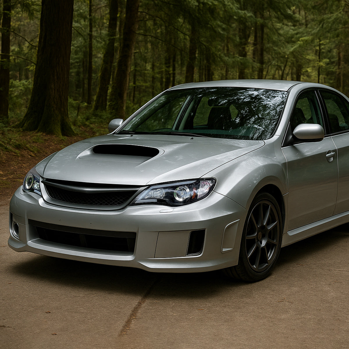 Ronnin - Fits 2008-2014 Subaru Impreza WRX Outback Sport Upgrade Assembly LED Running Light Tube Projector Halogen Headlights Pair | Black