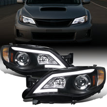 Ronnin - Fits 2008-2014 Subaru Impreza WRX Outback Sport Upgrade Assembly LED Running Light Tube Projector Halogen Headlights Pair | Black