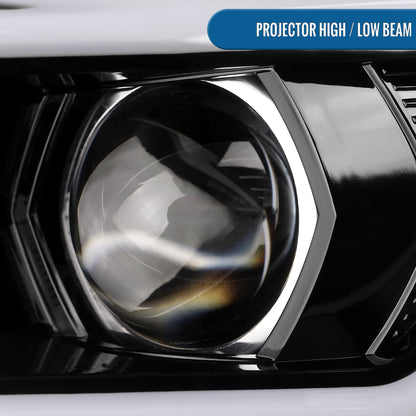 Ronnin - Fits 2015-2021 Subaru WRX STI Upgrade Assembly LED Sequential Turn Signals Projector Halogen Headlights Pair | Gloss Black