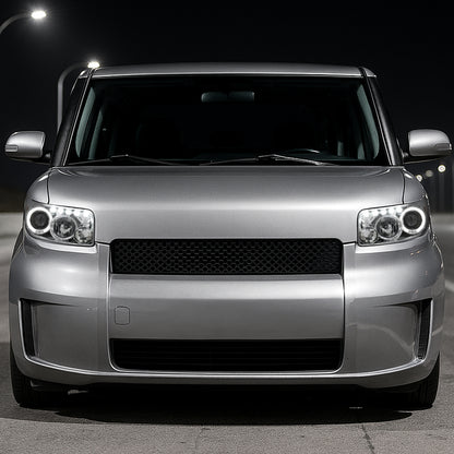 Ronnin - Fits 2008-2010 Scion xB Upgrade LED Halo Rims Running Lights Projector Headlights Assembly Pair | Chrome