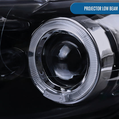 Ronnin - Fits 2008-2010 Scion xB Upgrade LED Halo Rims Running Lights Projector Headlights Assembly Pair | Black Smoke