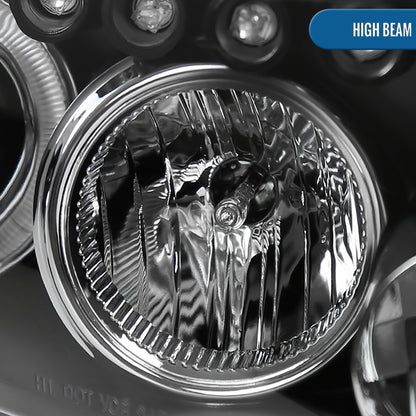 Ronnin - Fits 2008-2010 Scion xB Upgrade LED Halo Rims Running Lights Projector Headlights Assembly Pair | Black