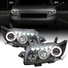 Ronnin - Fits 2008-2010 Scion xB Upgrade LED Halo Rims Running Lights Projector Headlights Assembly Pair | Black