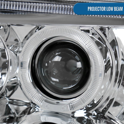 Ronnin - Fits 2005-2015 Nissan Xterra LED Dual Rims Projector Headlights Assembly Replacement Pair | Chrome