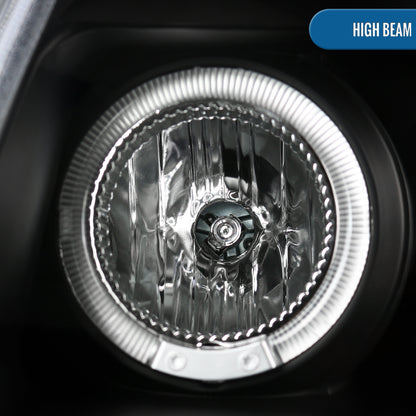 Ronnin - Fits 2005-2015 Nissan Xterra LED Dual Rims Projector Headlights Assembly Replacement Pair | Black