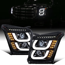 Ronnin - Fits 2015-2020 GMC Yukon/Yukon XL Upgrade Replacement LED Running Turn Signals Projector Headlights Assembly Pair | Black Smoke