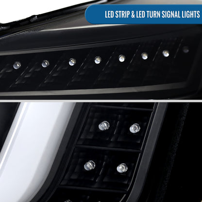 Ronnin - Fits 2015-2020 GMC Yukon/Yukon XL Upgrade Replacement LED Running Turn Signals Projector Headlights Assembly Pair | Black