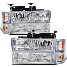 1994-1998 Chevy C10 C/K Silverado Suburban Tahoe Halogen Headlights + Bumper Turn Signal Lights Assembly Pair | Chrome
