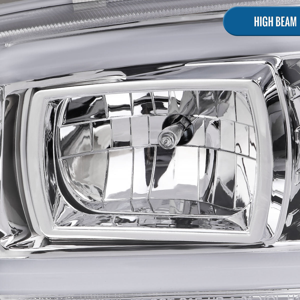 Ronnin - Fits 1999-2007 GMC Yukon XL Sierra Classic Denali LED Tube Running Lights Projector Headlights + Factory Style Bumper Lamps Assembly Pair | Chrome