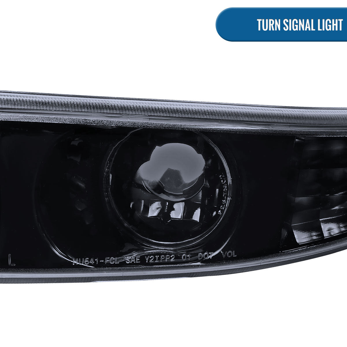 Ronnin - Fits 1999-2007 GMC Yukon XL Sierra Classic Denali LED Tube Running Lights Projector Headlights + Factory Style Bumper Lamps Assembly Pair | Black Smoke