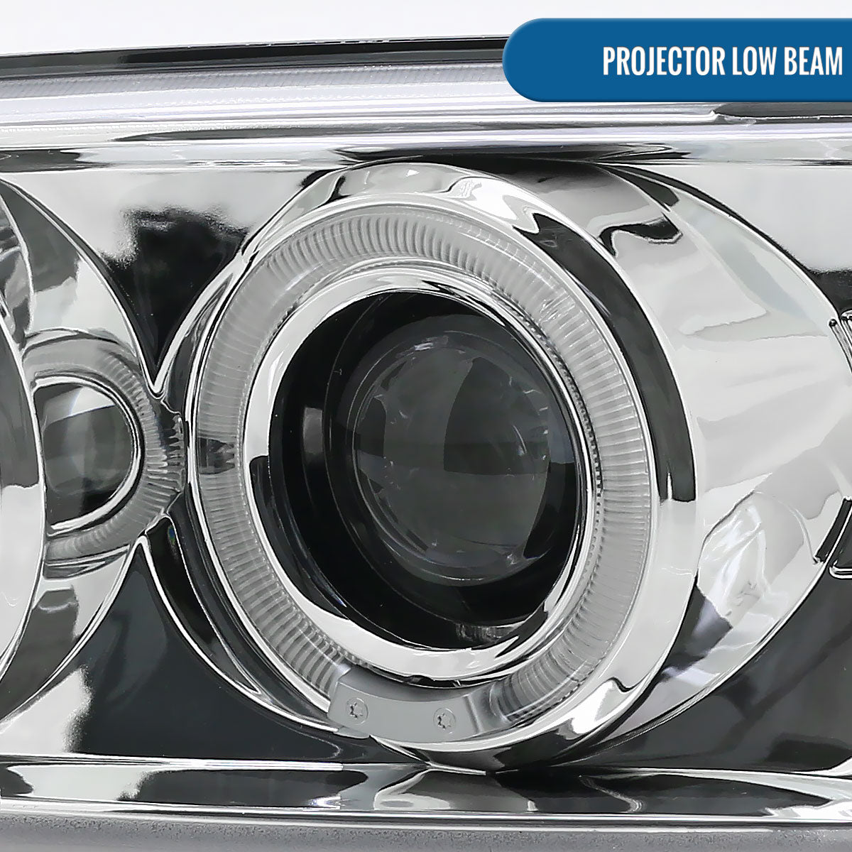 Ronnin - Compatible con GMC Yukon XL Sierra Classic 1999-2007, faros delanteros con proyector de LED mejorados con doble aro halo y luces diurnas + conjunto de luces de parachoques estilo B | Cromo