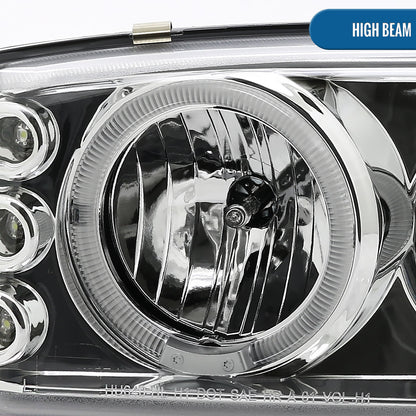 Ronnin - Compatible con GMC Yukon XL Sierra Classic 1999-2007, faros delanteros con proyector de LED mejorados con doble aro halo y luces diurnas + conjunto de luces de parachoques estilo B | Cromo