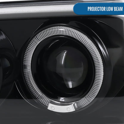 Ronnin - Se adapta a GMC Yukon XL Sierra Classic de 1999-2007, faros delanteros con proyector LED de doble halo y luces de circulación diurna mejorados + montaje de lámparas de parachoques estilo | Negro brillante