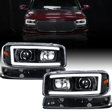 Ronnin - Fits 1999-2007 GMC Yukon XL Sierra Classic Upgraded Replacement LED Tube Running Lights Projector Headlights + Factory Style Bumper Lamps Assembly Pair | Glossy Black
