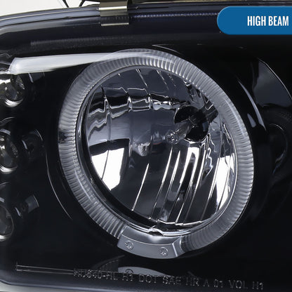 Ronnin - Compatible con GMC Yukon XL Sierra Classic de 1999-2007, faros delanteros con proyector LED de doble aro mejorados, luces de circulación diurna y montaje de luces de parachoques estilo fábrica (par) | Negro ahumado