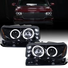 Ronnin - Compatible con GMC Yukon XL Sierra Classic de 1999-2007, faros delanteros con proyector LED de doble aro mejorados, luces de circulación diurna y montaje de luces de parachoques estilo fábrica (par) | Negro ahumado