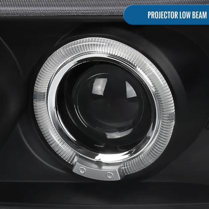 Ronnin - Compatible con GMC Yukon XL Sierra Classic de 1999-2007, faros delanteros con proyector y halo LED dual mejorados de repuesto + conjunto de luces de parachoques estilo | Negro