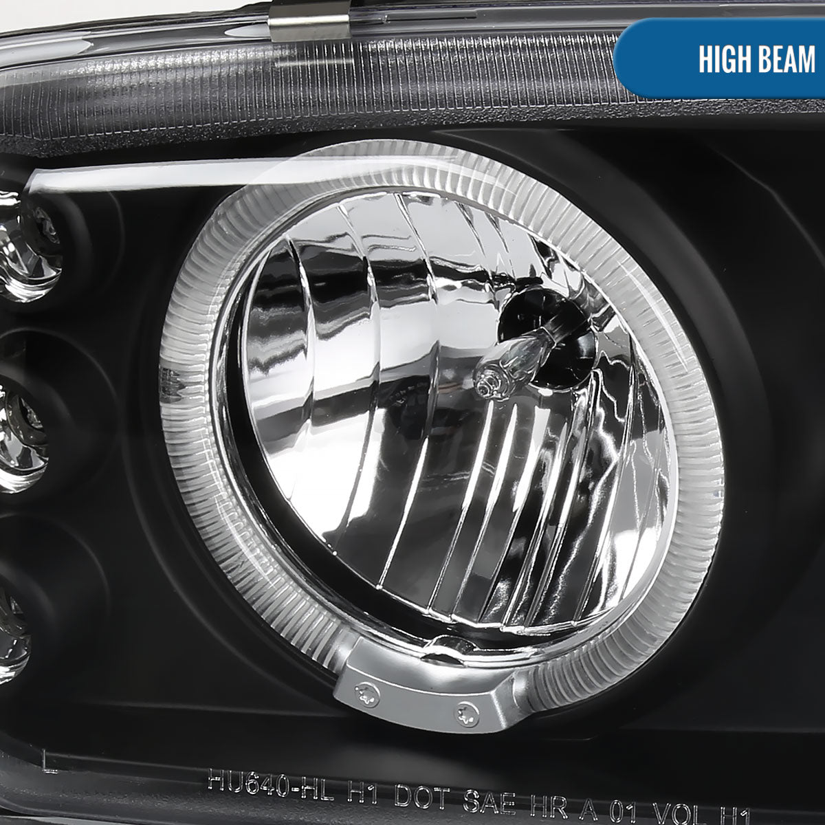 Ronnin - Compatible con GMC Yukon XL Sierra Classic de 1999-2007, faros delanteros con proyector y halo LED dual mejorados de repuesto + conjunto de luces de parachoques estilo | Negro