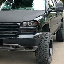 Ronnin - Fits 1999-2007 GMC Yukon XL Sierra Classic Upgraded Replacement LED Dual Halo Rims Running Lights Projector Headlights + Full LED Bumper Sequential Turn Signal Lamps Assembly Pair | Black