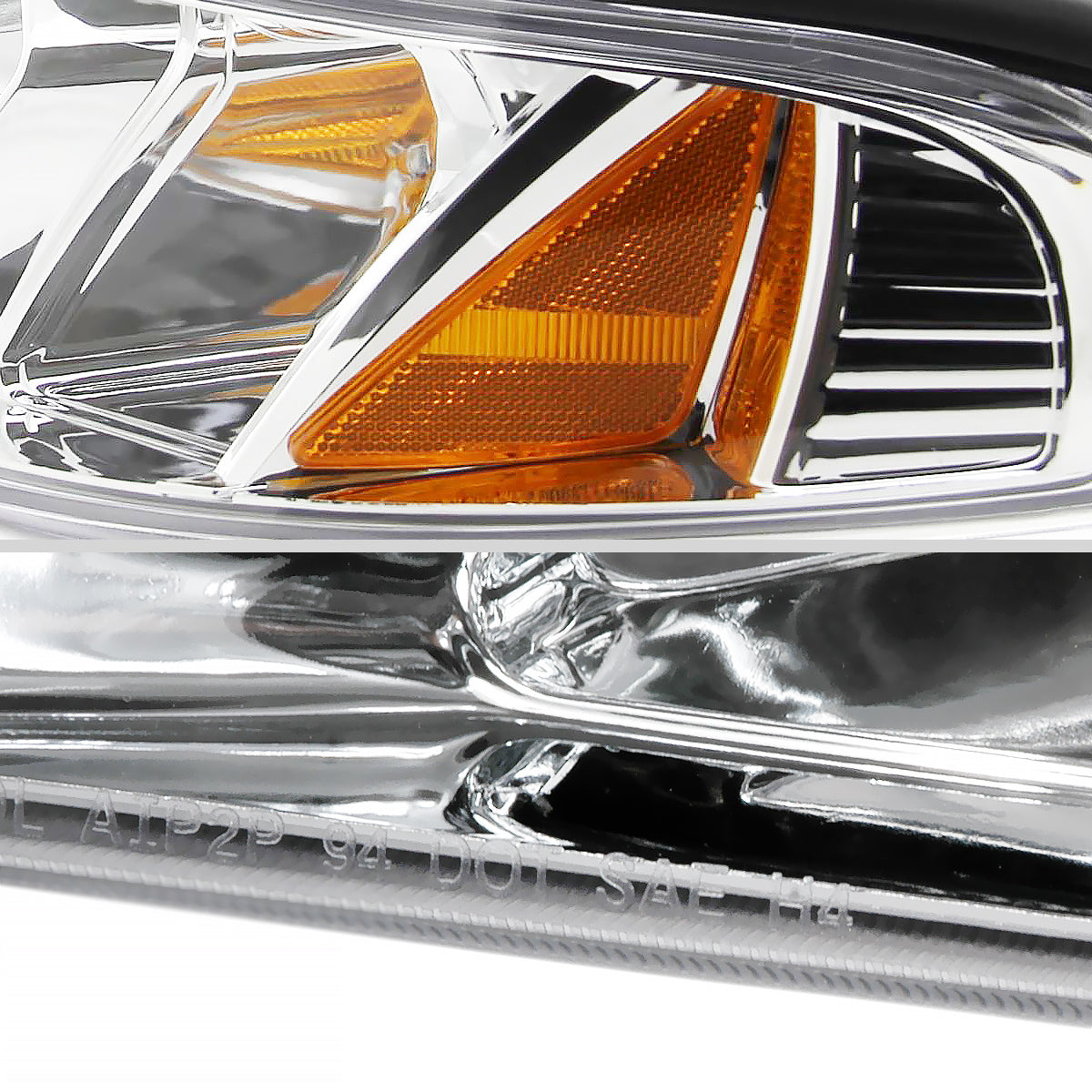 Ronnin - Conjunto completo de reemplazo de faros delanteros y luces de esquina para Ford Mustang 1994-1998 | Cromo