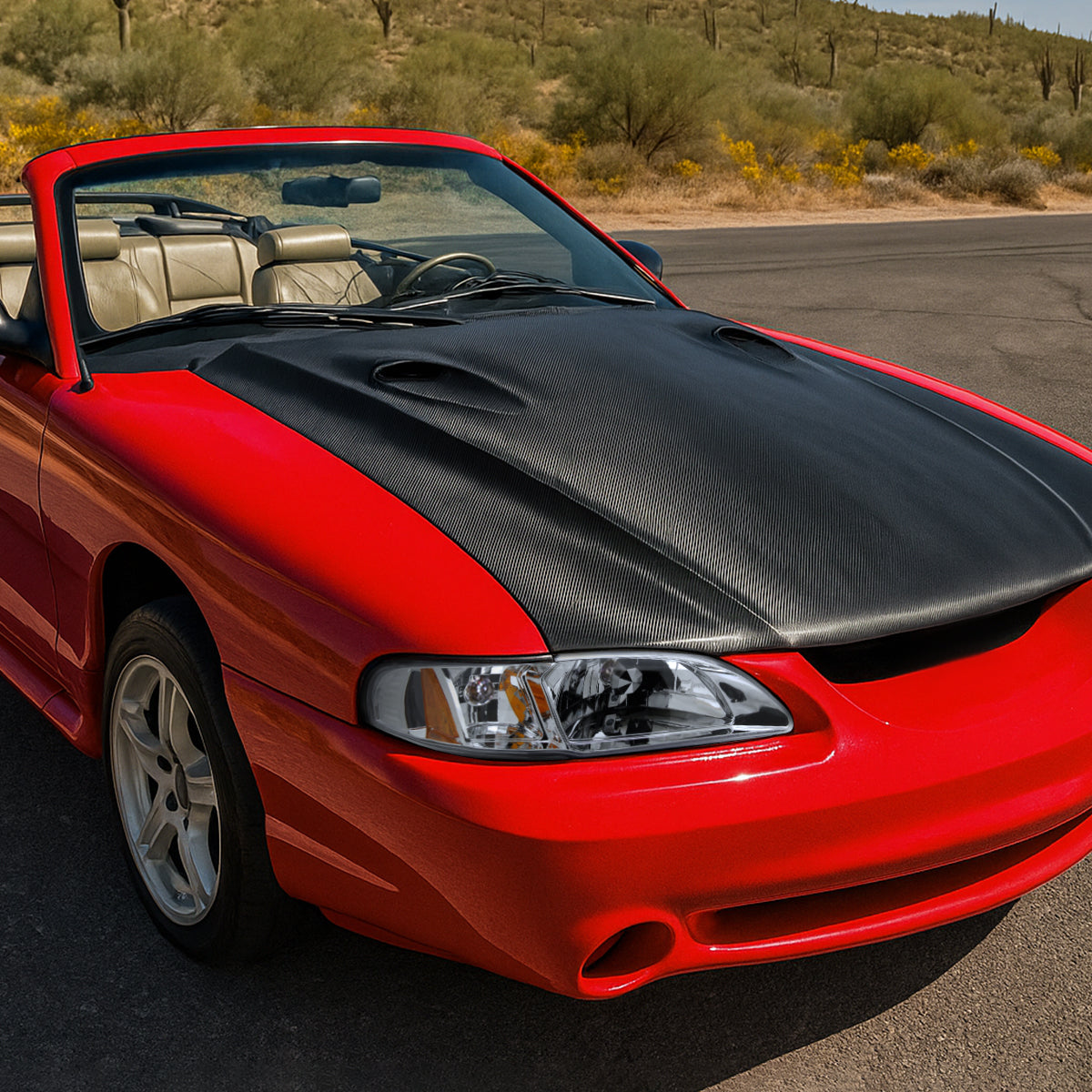 Ronnin - Conjunto completo de reemplazo de faros delanteros y luces de esquina para Ford Mustang 1994-1998 | Cromo