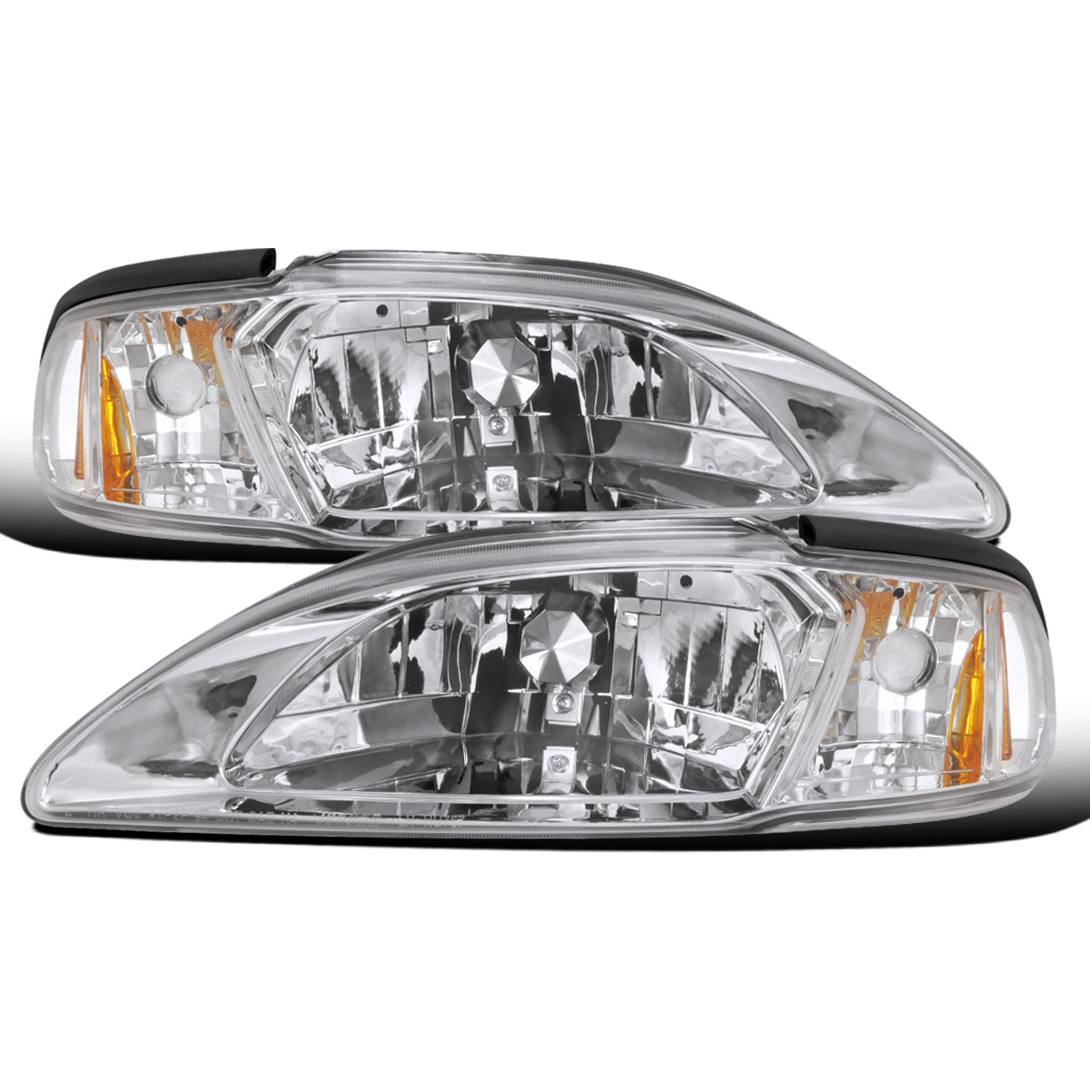 Ronnin - Conjunto completo de reemplazo de faros delanteros y luces de esquina para Ford Mustang 1994-1998 | Cromo