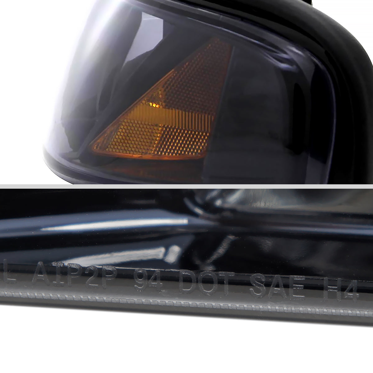 Ronnin - Fits 1994-1998 Ford Mustang All-in-One Replacement Headlights + Corner Lights Assembly Pair | Black Smoke