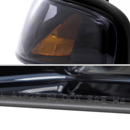 Ronnin - Fits 1994-1998 Ford Mustang All-in-One Replacement Headlights + Corner Lights Assembly Pair | Black Smoke