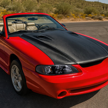 Ronnin - Fits 1994-1998 Ford Mustang All-in-One Replacement Headlights + Corner Lights Assembly Pair | Black Smoke