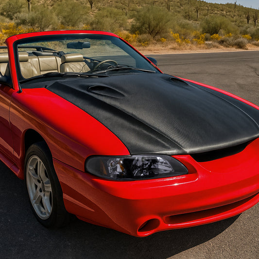 Ronnin - Fits 1994-1998 Ford Mustang All-in-One Replacement Headlights + Corner Lights Assembly Pair | Black Smoke