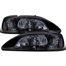 1994-1998 Ford Mustang All-in-One Replacement Headlights + Corner Lights Assembly Pair | Black Smoke