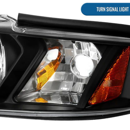 Ronnin - Fits 1994-1998 Ford Mustang All-in-One Replacement Headlights + Corner Lights Assembly Pair | Black