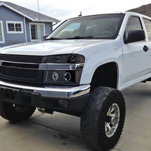 Ronnin - Fits 2004-2012 Chevy Colorado GMC Canyon Upgraded Replacement LED Dual Halo Rims Running Lights Projector Headlights + Factory Style Corner Lamps Pair | Black Smoke