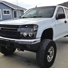 Ronnin - Fits 2004-2012 Chevy Colorado GMC Canyon Upgraded Replacement LED Dual Halo Rims Running Lights Projector Headlights + Factory Style Corner Lamps Pair | Black