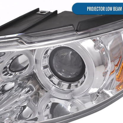 Ronnin - Fits 1997-2003 Pontiac Grand Prix All-in-One Replacement LED Dual Rims Projector Headlights + Corner Lights Assembly Pair | Chrome