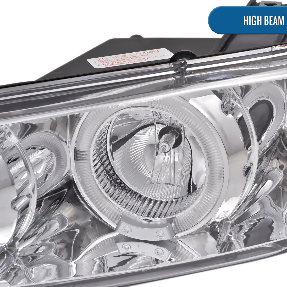 Ronnin - Fits 1997-2003 Pontiac Grand Prix All-in-One Replacement LED Dual Rims Projector Headlights + Corner Lights Assembly Pair | Chrome