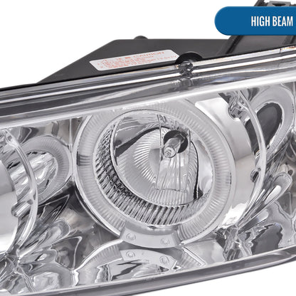 Ronnin - Fits 1997-2003 Pontiac Grand Prix All-in-One Replacement LED Dual Rims Projector Headlights + Corner Lights Assembly Pair | Chrome