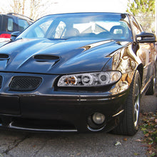 Ronnin - Faros delanteros con proyector LED de doble aro de repuesto todo en uno + Conjunto de luces de esquina para Pontiac Grand Prix 1997-2003 | Cromado