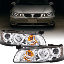 Ronnin - Faros delanteros con proyector LED de doble aro de repuesto todo en uno + Conjunto de luces de esquina para Pontiac Grand Prix 1997-2003 | Cromado