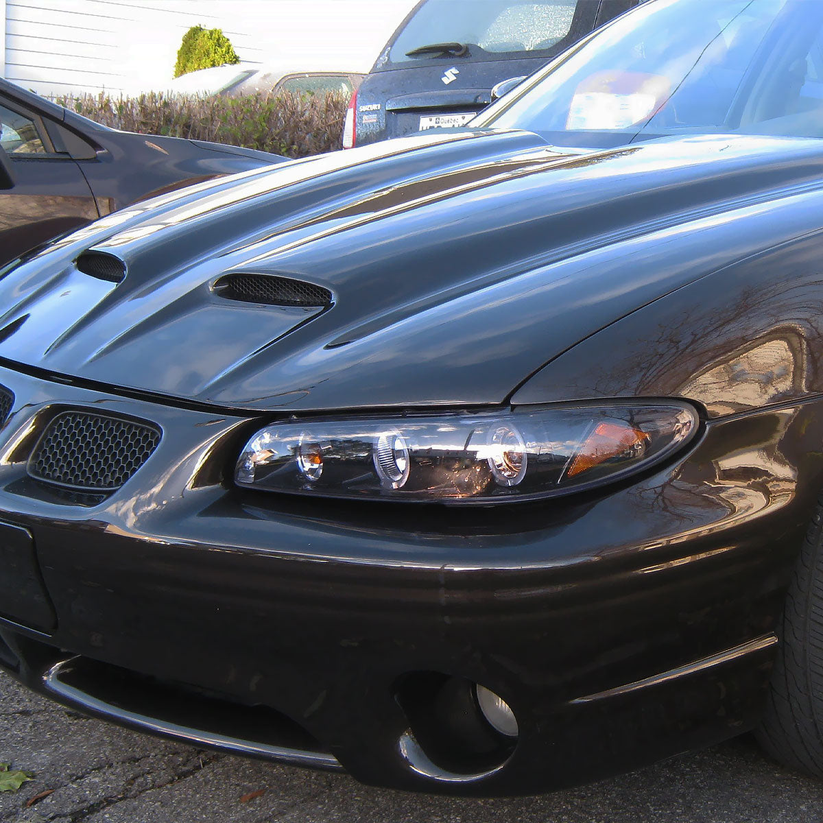 Ronnin - Fits 1997-2003 Pontiac Grand Prix All-in-One Replacement LED Dual Rims Projector Headlights + Corner Lights Assembly Pair | Black Smoke