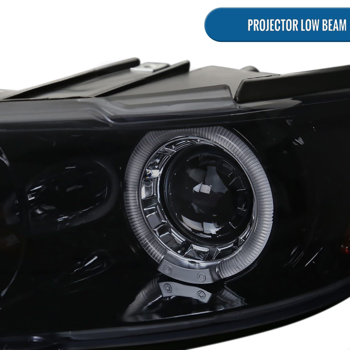 Ronnin - Fits 1997-2003 Pontiac Grand Prix All-in-One Replacement LED Dual Rims Projector Headlights + Corner Lights Assembly Pair | Black Smoke