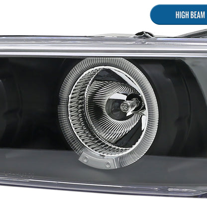 Ronnin - Fits 1997-2003 Pontiac Grand Prix All-in-One Replacement LED Dual Rims Projector Headlights + Corner Lights Assembly Pair | Black