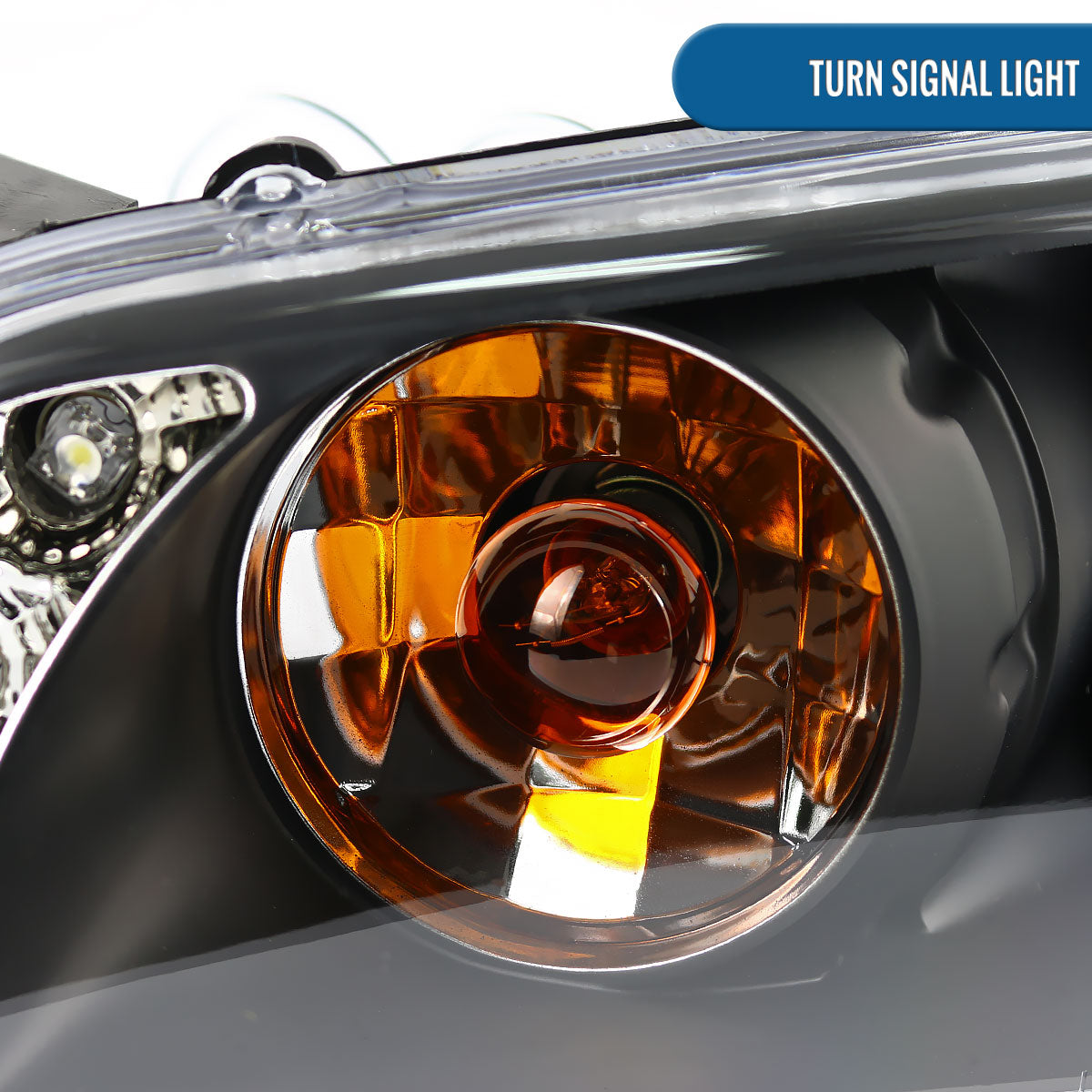 Ronnin - Fits 1997-2003 Pontiac Grand Prix All-in-One Replacement LED Dual Rims Projector Headlights + Corner Lights Assembly Pair | Black