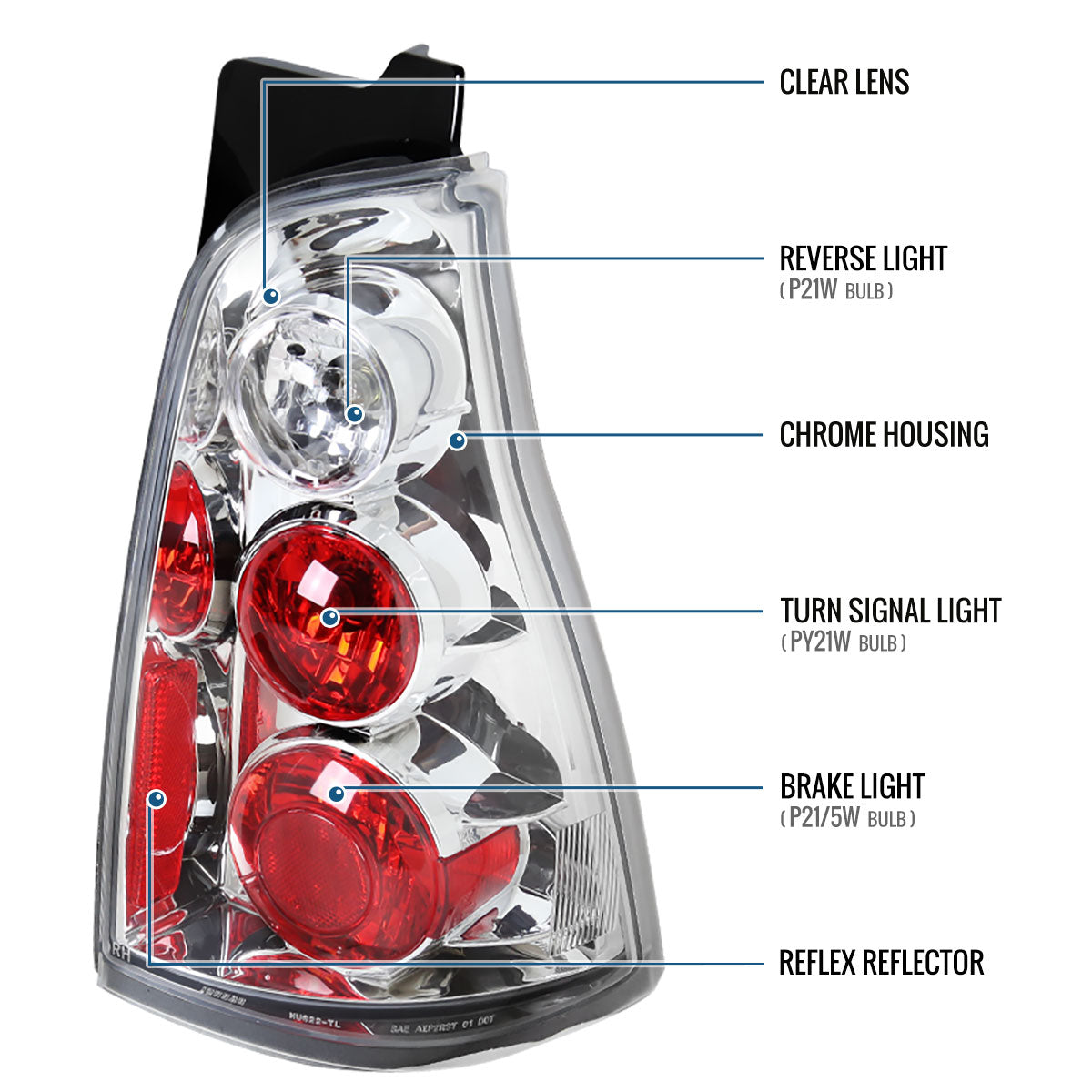 2003-2005 Toyota 4Runner Upgrade Euro Style Tail Lights Replacement Assembly Pair | Chrome