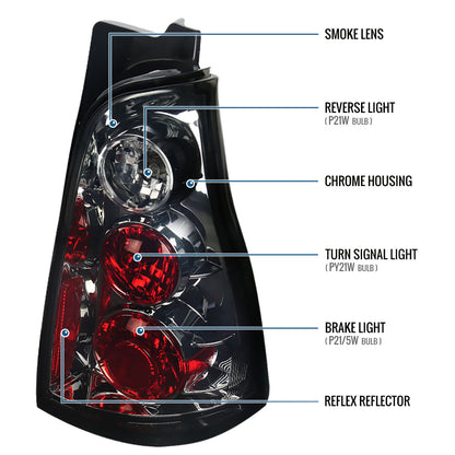 2003-2005 Toyota 4Runner Upgrade Euro Style Tail Lights Replacement Assembly Pair | Smoke