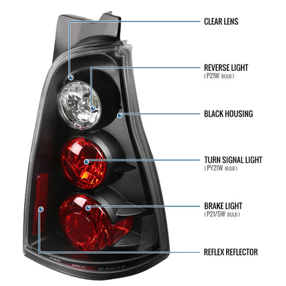2003-2005 Toyota 4Runner Upgrade Euro Style Tail Lights Replacement Assembly Pair | Black