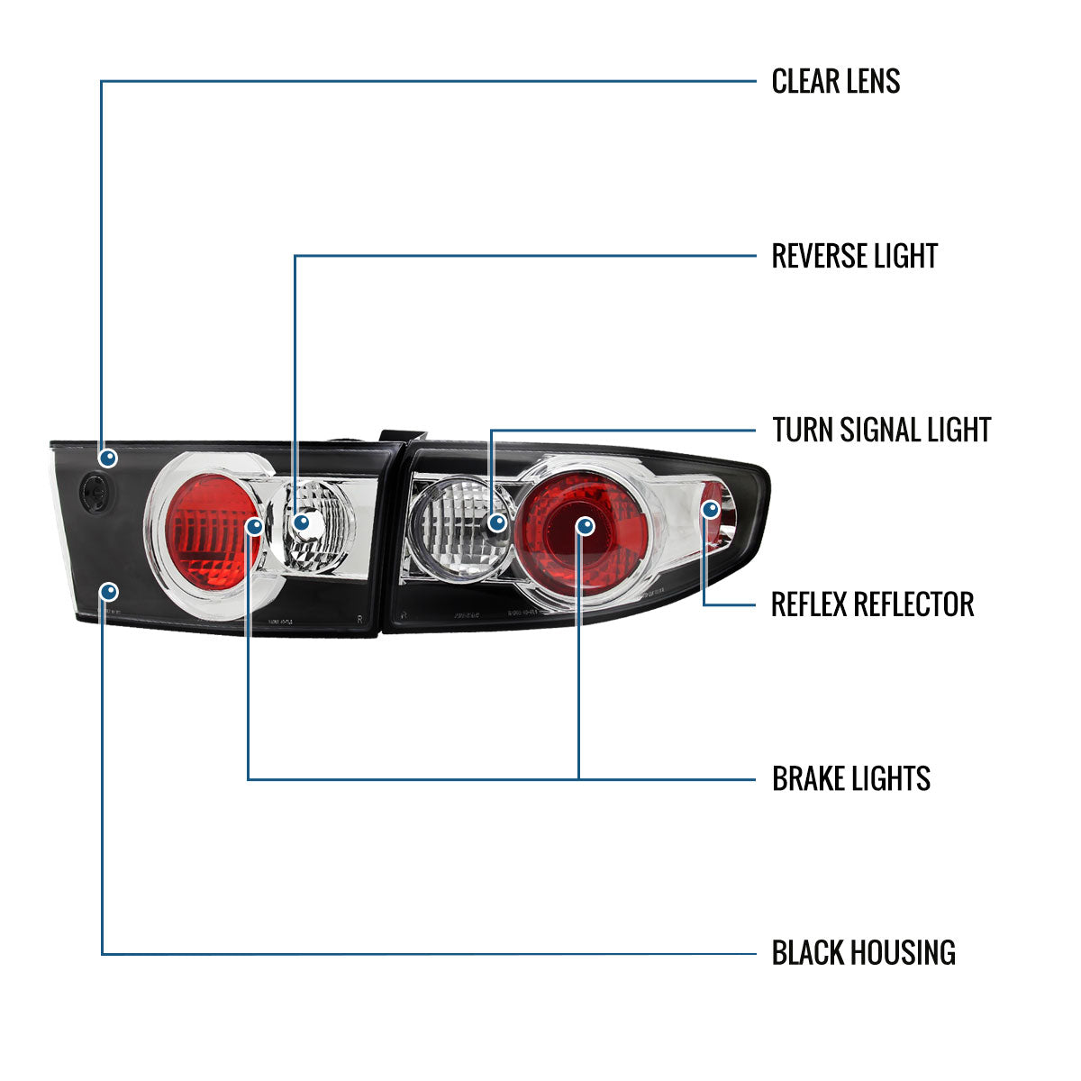 Ronnin - Conjunto de luces traseras de repuesto para Honda Accord Sedán 2003-2005, par | Negro