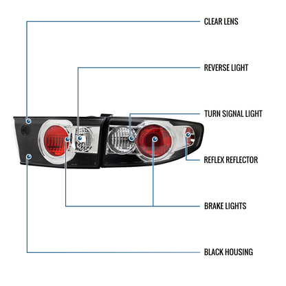 Ronnin - Conjunto de luces traseras de repuesto para Honda Accord Sedán 2003-2005, par | Negro