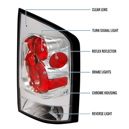 Ronnin - Se adapta a Nissan Armada 2005-2015 Par de luces traseras de estilo europeo de repuesto | Cromado